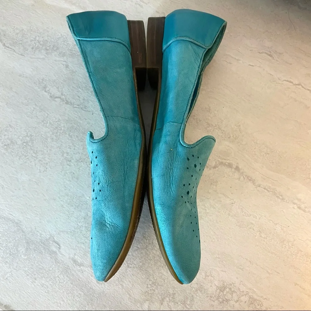 Marc Fisher Turquoise Suede Perforated Flats